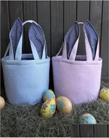 Party Favor Easter Bag Stripe Bunny Basket Cartoon Rabbit Long Ears Bucket Seersucker Easters Eggs Bags Kids Gift Drop Delivery Ho7075184