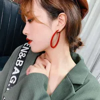 Hoop Earrings Drop-shaped Flocking Round Earring Geometric Flannel Color Drop For Women Girl Fashion Jewelry Wedding Party Accessories