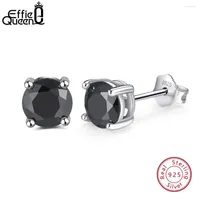 Stud Earrings Effie Queen Trendy Black Cubic Zirconia Geometric Crystal Sterling Silver Jewelry For Women Men Fashion BE84-B