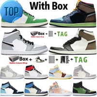 2022 With Box Jumpman 1 1s Mens Basketball Shoes Lucky Green Tokyo Bio Hack Dark Mocha UNC Chicago Obsidian Sneakers Trainers Size2629