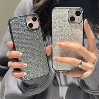 2PC Cell Phone Cases Luxury brand Bling Glitter sequin Soft phone case for iphone 14 11 12 13 Pro 7 8 Plus X XS XR MAX SE MiNi Back Cover Coque Capa Y2303