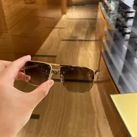 Vintage Square Aviation Sunglasses Gold Frame Brown Gradient Lens Attitude Pilot Sun Glasses for Men Eyewear with Box3188