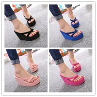 Slippers Women Platform Wedge Sandals Solid Flip Flops Casual Summer Beach Shoes