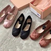 Nuevas sandalias de zapatos de ballet sandals miu arco de satén femenino