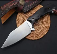 2020 New High Quality Survival Straight Hunting Knife D2 Satin Blade Full Tang Ebony Handle Fixed Blade Knives With Leather Sheath7090562