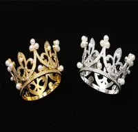 Dining Mini Crown Princess Topper Crystal Pearl Tiara Children Hair Ornaments for Wedding Birthday Party Cake Decorating Tools PH13038151