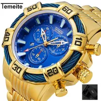 Temeite Relogio Masculino Business Luxury Gold Quartz Analog Men's Watches Sport Watch Men Waterproof Military Male Wristwatc238a