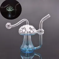Glow In The Dark Glass Bongs Oil Burner Pipe Bubbler Smoking Water Pipe Colorful Artist Mushroom Ice Catcher Dab Rig with 10mm Male Glass Oil Burner Pipe