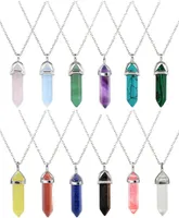 Bullet Shape Real Amethyst Natural Crystal Quartz Healing Point Chakra Bead Gemstone Opal stone Pendant Chain Necklaces Jewelry3576305