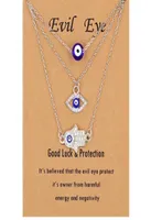 3pcsset Hamsa Evil Eye Necklace Turkish Blue Eye Hand Pendant Necklaces Lucky Protection Jewelry Gift for Women Girls whole3069063