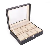 Watch Boxes 10 Grids Box PU Leather Watches Display For CASE Jewelry Holder Storage Organizer With Lock