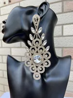 Dangle Earrings High Quality Statement Long Round Bright Women Earring Rhinestone Fashion Jewelry Wedding Evening Accessorie