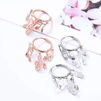 Dangle Earrings Fashion Musical Note Fine Tassel Stainless Steel Korean Drop Hoop Earring For Women 2023 Elegant Jewelry Party Gifts