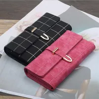 Factory whole women bag Classic Plaid womens wallets Vintage leather long purses frosted leatheres hand longs wallet Joker lea245t
