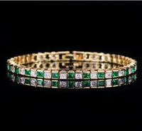 Choucong Brand New Wedding Bracelets Luxury Jewelry 18k Gold Fill Princess Cut 5A Cubic Zircon Emerald Gemstones Eternity Party Wo6359622