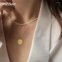 Chains Bohemian Simulated Pearls Handmade Strand Beads Choker Necklace Woman Multilayer Gold Color Coin Pendant Collar Jewelry