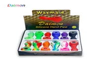 Waxmaid -Raucherrohre diamantförmig platingehärtet Silikon 11 gemischte Farben Dab Rigs mit Geschenkboxpaket2785481