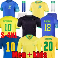 Xxxl 4xl 2022 2023 camisas de futebol brasilas marcelo pele paqueta neres coutinho firmino jesus vini jr 18 19 20 21 22 23 kit infantil de camisa de futebol brasils