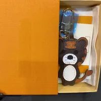 Lion Tiger Monkey Bear Keychains Luxury Designer Leather Key Chain Laser Embossed Bag Pendants With Box 1853 Gift226u