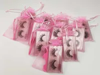 False Eyelashes Soft Light Fake Glitter lash Extension Mink Lashes Makeup 3D Faux Hair Natural Cross Tweezer Brush Set in Pink Bag1604823