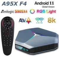 Amlogic S905X4 Android TV Box 4GB 32GB with G30S Voice Remote Control 8K RGB Light A95X F4 Smart Android110 TVbox Plex media serv8234482