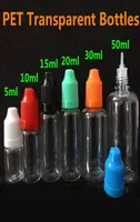 PET Bottles Clear 5ml 10ml 15ml 20ml 30ml 50ml Transparent Plastic Dropper Needle Bottle With ChildProof Caps For E Cig Vape Oils 6205938