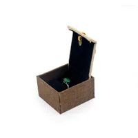 Jewelry Pouches Listed Copper Coin Tassel Linen Box Bracelet Pendant Ring Long Chain Package Built-in Black Plush Card Slot