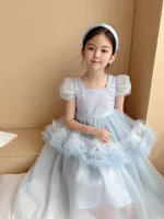 맞춤형 스타일 어린이 소녀 레이스 웨딩 드레스 어린이 정식 드레스 패션 여름 공주 드레스