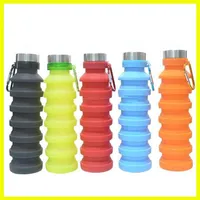 New 550ML 19oz Portable Retractable Silicone Water Bottle Folding Collapsible Coffee Water Bottle Travel Drinking Bottle Cups Mugs300E