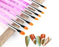 7pcslot Nail Art Brush Pens Flat Head Nail Brushes UV Gel Fingernail Polish Painting Drawing Brushes set Manicure Tools Kit2099277