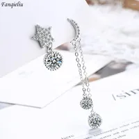 Dangle Earrings Fanqieliu Stamp 925 Silver Needle Elegant Zircon Moon Star Drop For Women Trendy Jewelry Girl Gift FQL20234