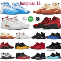 Jumpman 12s Basketball Shoes 12 Mens Utility Reverse Flu Game Shoe Dark University Blue Cherry Master Trainers Fashion Sport Walking Sneaker Size 40-4 jorden JORDON