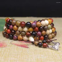 Strand Vintage 108 Wooden Beads Bracelets 6mm Women Men Elastic Beaded Long Necklace Fashion Buddhist Prayer Yoga Jewelry Handmade Gift