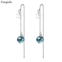 Dangle Earrings Fanqieliu Stamp 925 Silver Needle Long Chain Star Crystal Drop For Women Jewelry Girl Gift Trendy FQL20070