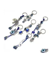 Keychains Lanyards Animal Farterfly Turtle Elephant Evil Eyes Keychain Key Chain Glass Blue Eye Pendant Ornament Rin Drop Leverans9290543