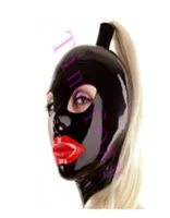 Party Masks Ponytail Latex Mask Fetish Hood With Zip On Back Bandage Costumes Accessories For Halloween3773114