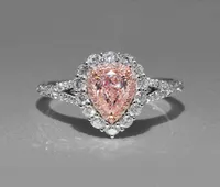 Women Simulation Pink Diamond DropShaped Wedding Ring Cute09742816