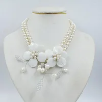Choker Elegant Shell Beads Handmade Flower Jewelry Necklace For Wedding Party