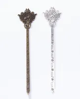 10pcs 13536MM Antique silver color hairpin bronze Flower hair stick ancient hairstick metal diy hairwear hair jewelry bookmark4622602