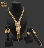 ANIID African Dubai Jewelry Gold Big Necklace Rings Set For Women Nigerian Bridal Wedding Party 24K Ethiopian Earrings Jewellery H8150606