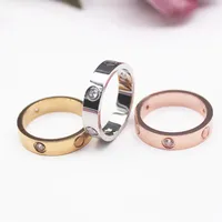 4mm 5mm 6mm titanium steel silver love ring men and women rose gold Rings lovers couple Ring for wedding gift fashion classic Jewe2987