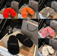 With Box Balencigas Balencaigaity Top Quality Wool Slippers Designer Womens Winter Slipper Ladies Fur Fluffy Slides Furry Warm letters Sanda