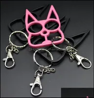 Key Rings Jewelry New Cat Keychain Ring Buckle Self Defense Chain Toy Model Outdoor Tool Fashion Christmas Gift Animal Design Char7214431