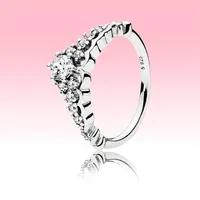Womens Big CZ Diamond Wedding Ring with Original box for Pandora 925 Sterling Silver Fairy Tale Tiara Wishbone Ring Engagement Gif281b