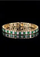 Choucong Brand New Wedding Bracelets Luxury Jewelry 18k Gold Fill Princess Cut 5A Cubic Zircon Emerald Gemstones Eternity Party Wo8875747