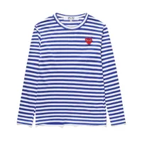 Designer TEE Men's T-shirts CDG Com Des Garcons PLAY Red Heart Long Sleeve T-shirt Striped Blue White Large XL Women