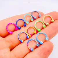 Fashion Mixd Color 8mm Stainless Steel Nose Rings Lip Nail Body Clip Hoop Women Septum Piercing Jewelry Party Gift6858540