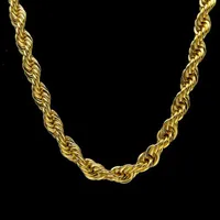 10MM 18K Gold Plated Rope Chain Mens 1cm Gold Silver Chain Necklace 30inch Length Hiphop Jewelry for Men Women242j