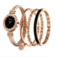 Selling Luxury 4 Pieces Sets Womens Watch Diamond Fashion Quartz Watches Delicate Ladies Wristwatches Bracelets GINAVE Brand266L