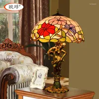 Table Lamps American Pastoral Tiffany Stained Glass Lamp Living Room Bedroom Bedside 40CM